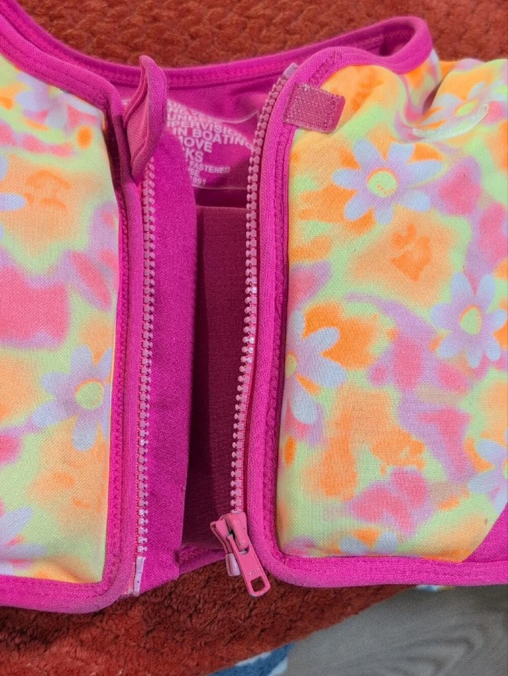 Speedo Pink Floral Kids Swim Vest with Neon Accents